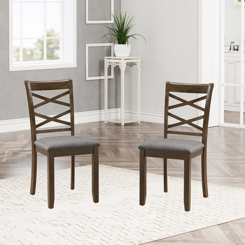 Ensemble de chaises de salle à manger ergonomiques en bois avec revêtement en lin
