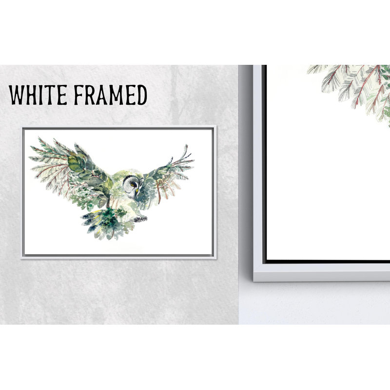 «Elegant Floral Owl», art mural en verre imprimé sur toile, 1P, 35,5 po H x 47,3 po l