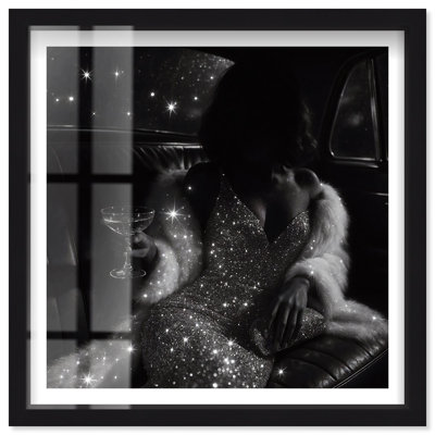 Backseat Beauty II Shadowbox Print Glam Wall Decor by Notoriart, Black Frame, 12 x 12