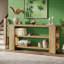 Table de canapé à 3 niveaux Vintage Farmhouse - ton de bois naturel, rustique minimaliste, derrière le canapé / entrée