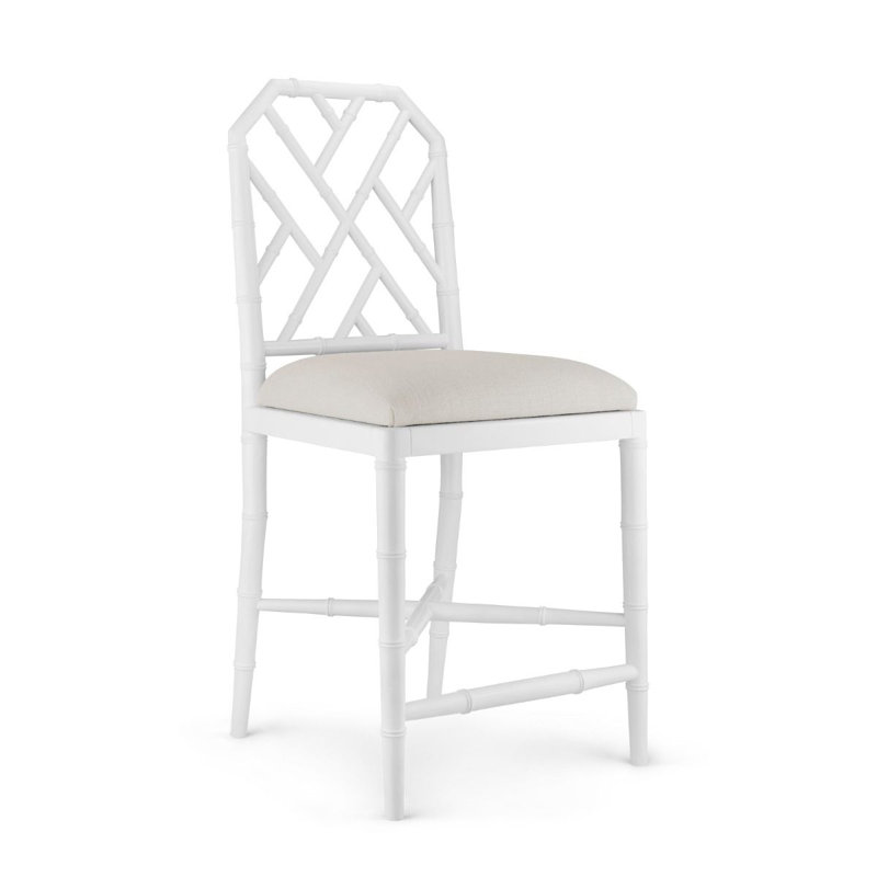 Jardin Upholstered Stool with Solid Wood Frame, White
