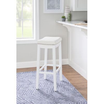 Bartonville Counter & Bar Solid Wood Backless Stool with Upholstered Seat
