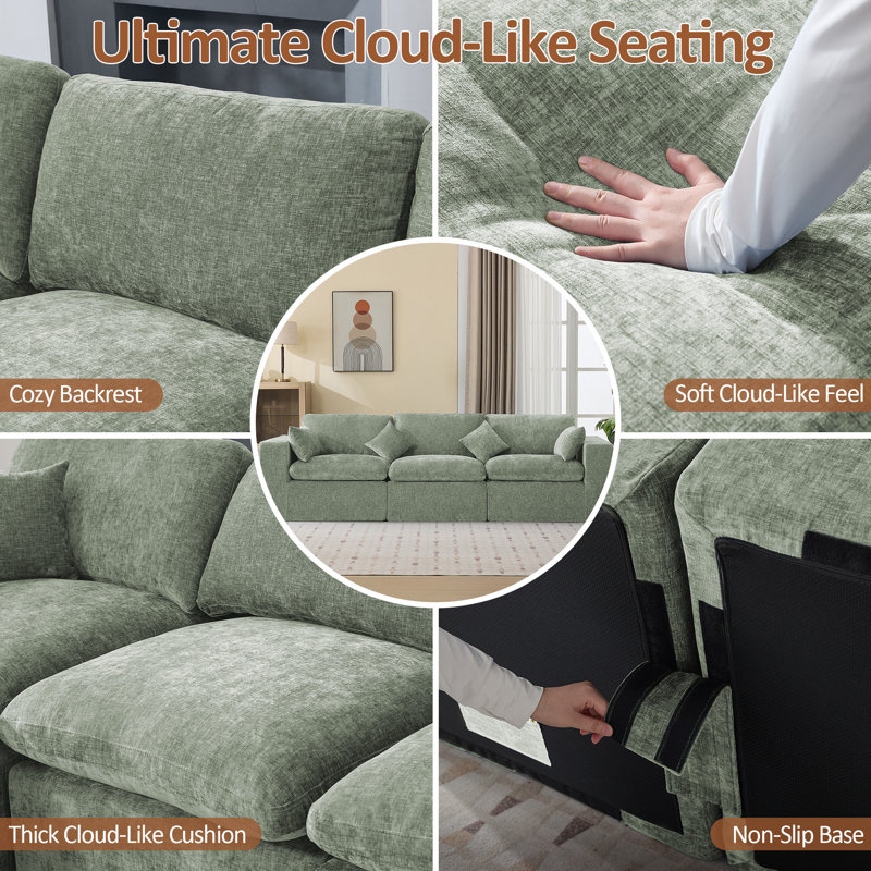Canapé modulaire Boneless Cloud Boneless, H 25,1 po x l 114,9 po x P 41,3 po, Vert