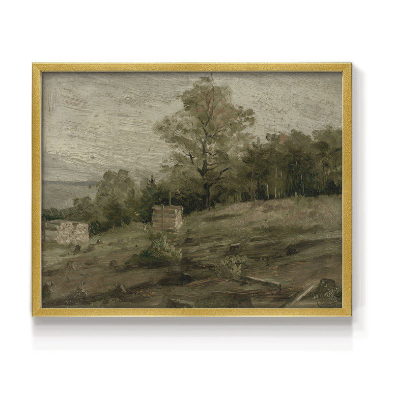 Paysages rétro - DCXCI - Reproduction encadrée - Restickable, H 16 po x l 20 po, Doré