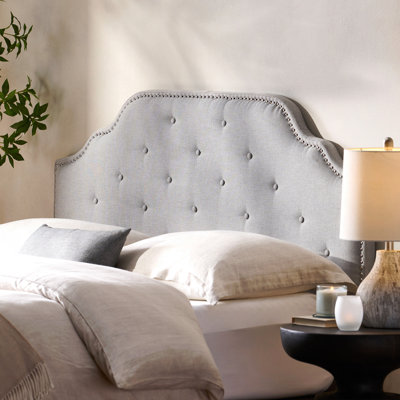 Tufted Upholstered Headboard Queen Size, Solid Wood Head Board with Durable Metal Legs, Adjustable Height Queen headboard with Nailhead Trim,fabric Headboard in Modern Button Tuffted Design