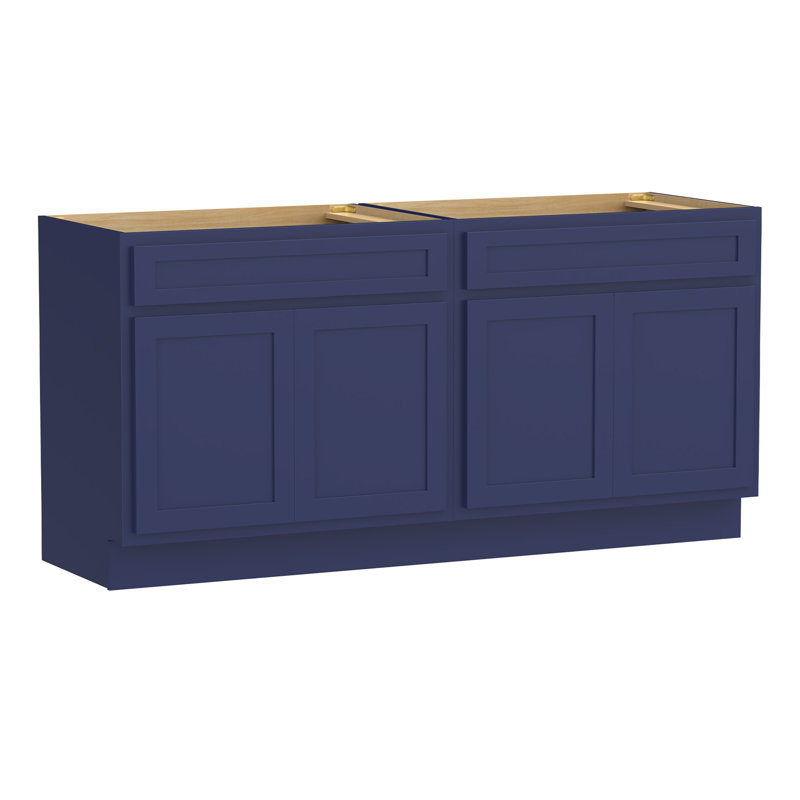 72" Double Bathroom Vanity Base Only, Blue