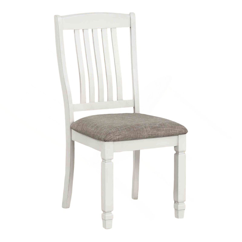 Farmhouse Style 2Pc Side Chair Slat Back Upholstered Seat Dining Room Furniture
