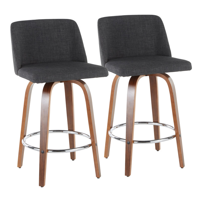 Tabouret de bar 26 po Lakyia, Bleu, Chrome