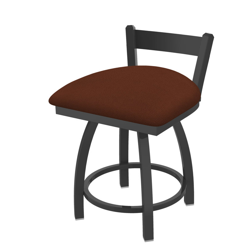 Tabouret de coiffeuse à dossier bas 18 po Catalina, Étain, Vinyle - Rein chaume