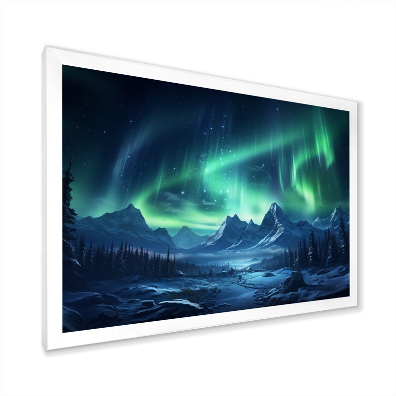 Northern Lights II sur impression sur toile, H 30 po x l 40 po x P 1,5 po, Cadre simple blanc