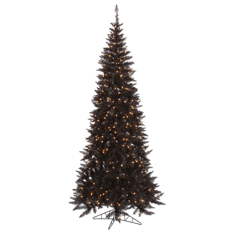 Black Fir Slim Artificial Christmas Tree, 9' H, Pre-Lit