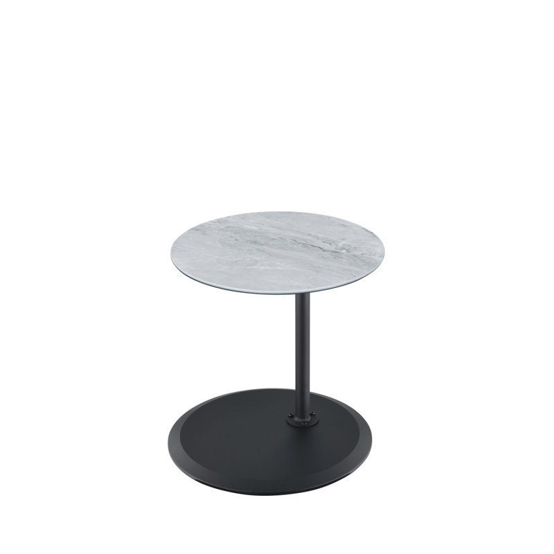 Table de bout de 15,5 po avec plateau texturé en marbre gris réglable Orbit