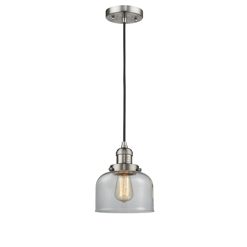 Luminaire suspendu en forme de dôme à 1 lumière Witherington, Transparent, H 8,88 po x l 7,75 po x P 7,75 po