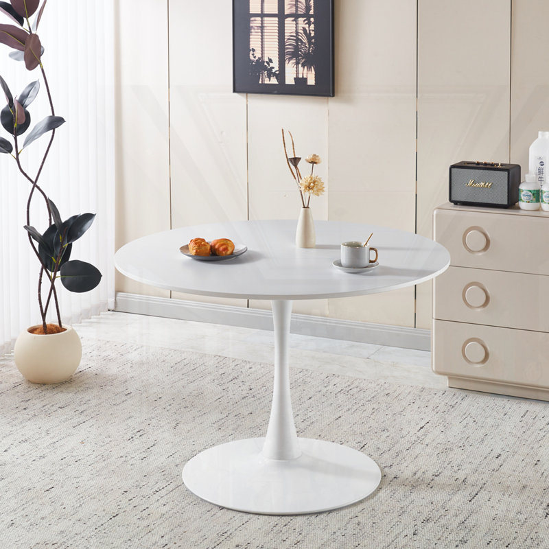Table de salle à manger Mid-Century, H 28,74 po x L 31,5 po x l 31,5 po, Blanc