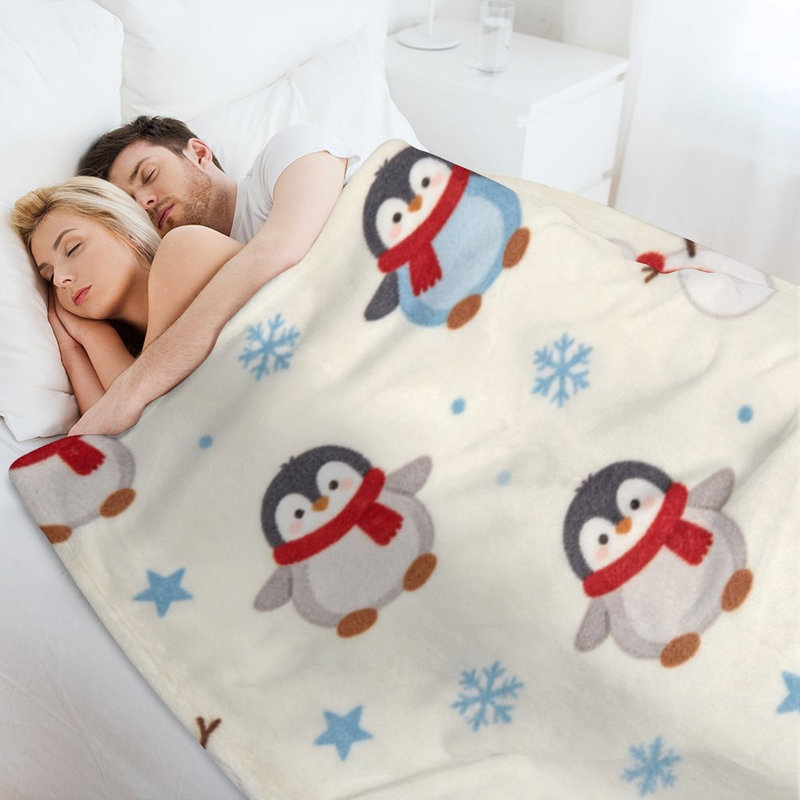 Jeté en flanelle Penguins Snowmen Luxury, 50 x 60 po