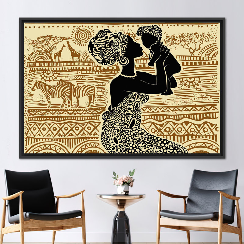 Art africain africain, Cadre flottant noir, H 41 po x l 94 po x P 0,78 po
