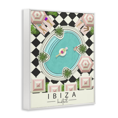 Giclée sur toile de piscine Ibiza Hotel, design par Jen Bucheli