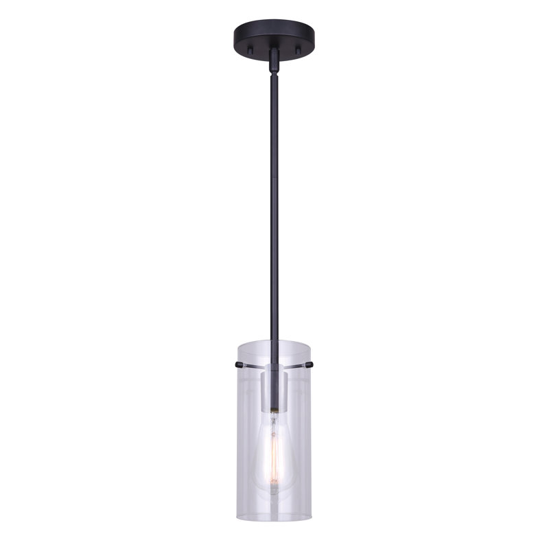 Luminaire suspendu cylindrique à 1 lumière Omak, Noir