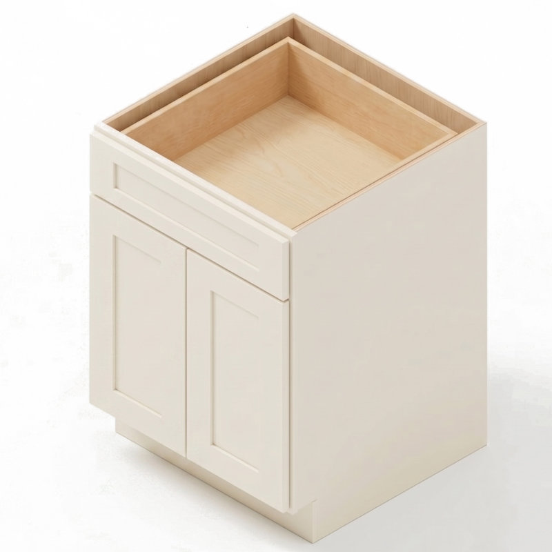 24" Soft White Shaker Ready-to-Assemble Base Cabinet with Solid Wood Doors and Soft-Close Dovetail Drawers