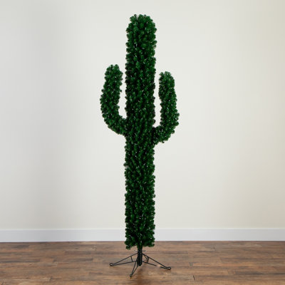7ft. Pre-Lit Artificial Cactus Christmas Tree with 500 Micro LED Lights
