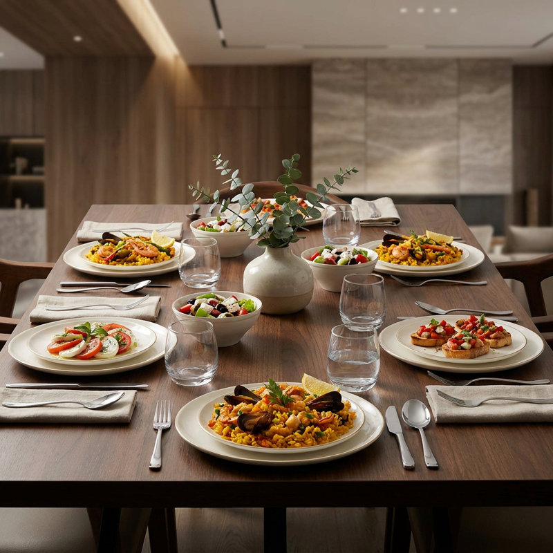 Service de table 100% porcelaine dorée crème à rebord doré (service de 16 pièces pour 4 personnes)