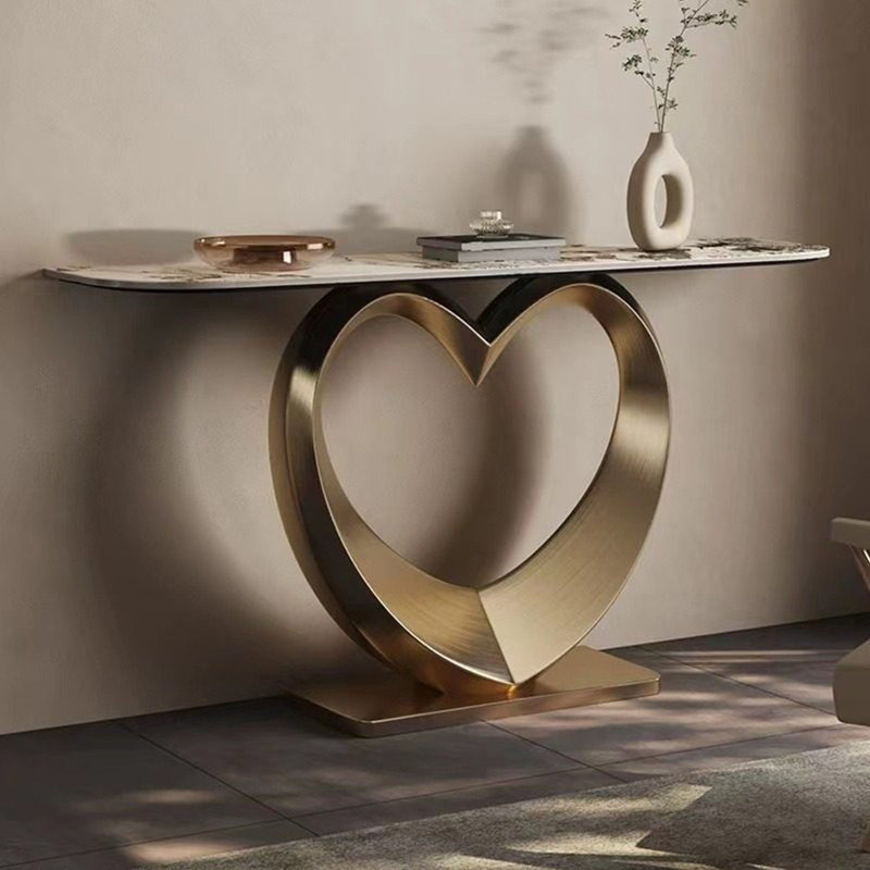 Console en acier inoxydable de style italien., Doré, H 33,4 po x l 59 po x P 13,7 po
