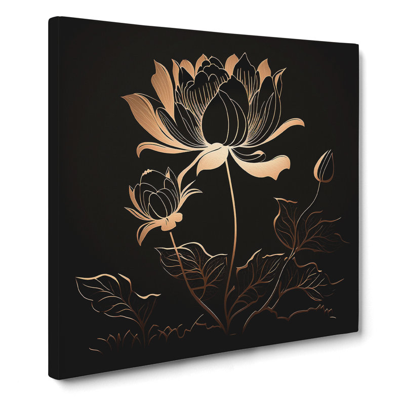 Lotus Flower Silhouette No.1 - Wrapped Canvas, 35cm H x 35cm W x 3cm D