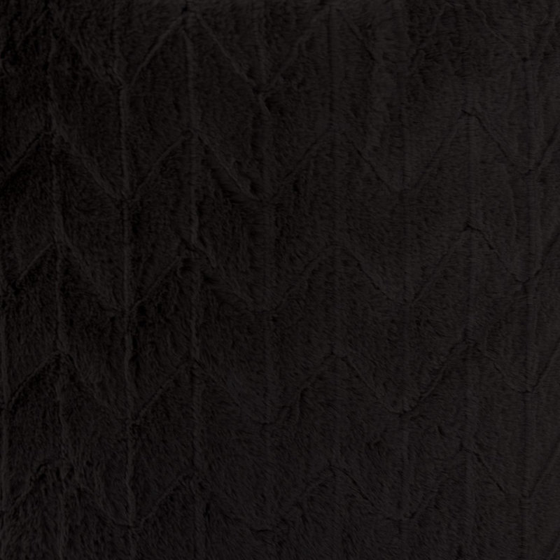 Scroll Puff Ottoman Angora Ebony, Black