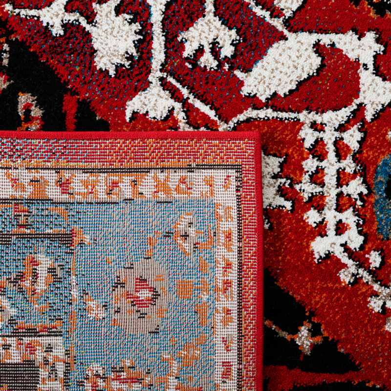 Tapis rétro bleu / rouge Hamadan 259, Rectangle 4 pi x 6 pi