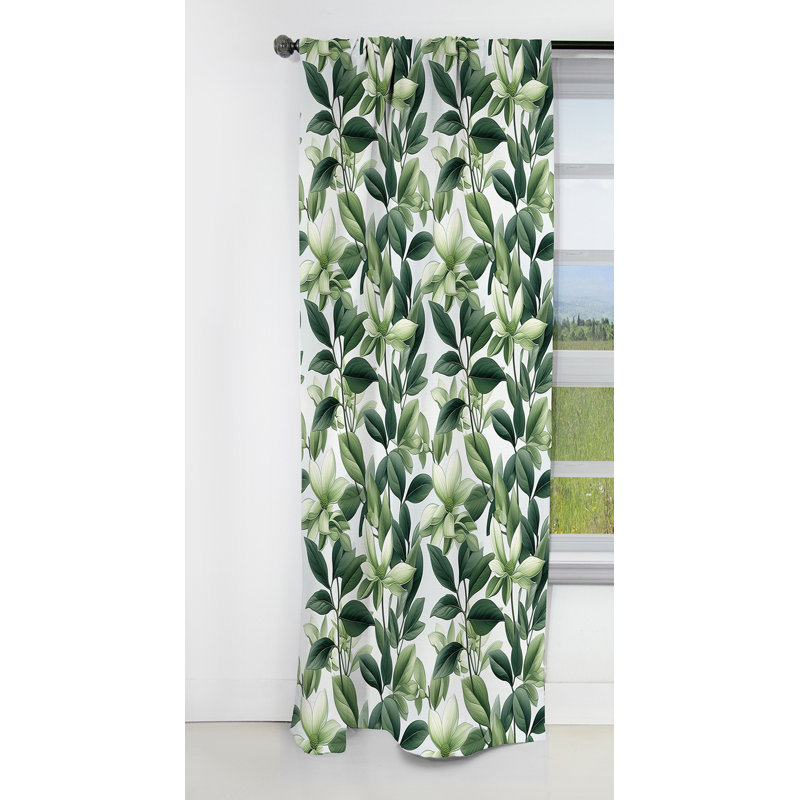 Motif tropical de plantes vertes - Rideau floral - Rideau occultant floral - 1 panneau, L 52 po x L 108 po