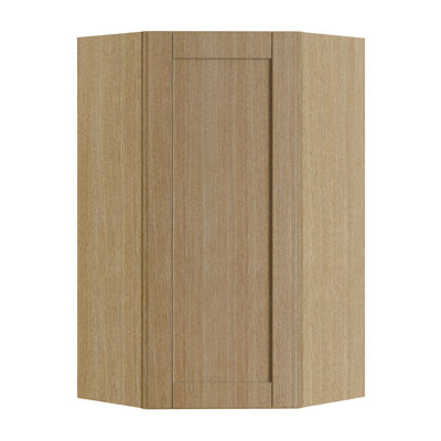 Gallery Express Mercer Assembled 23 in W X 15 in D X 42 in H Corner Diagonal Kitchen Cabinet Left in Straw