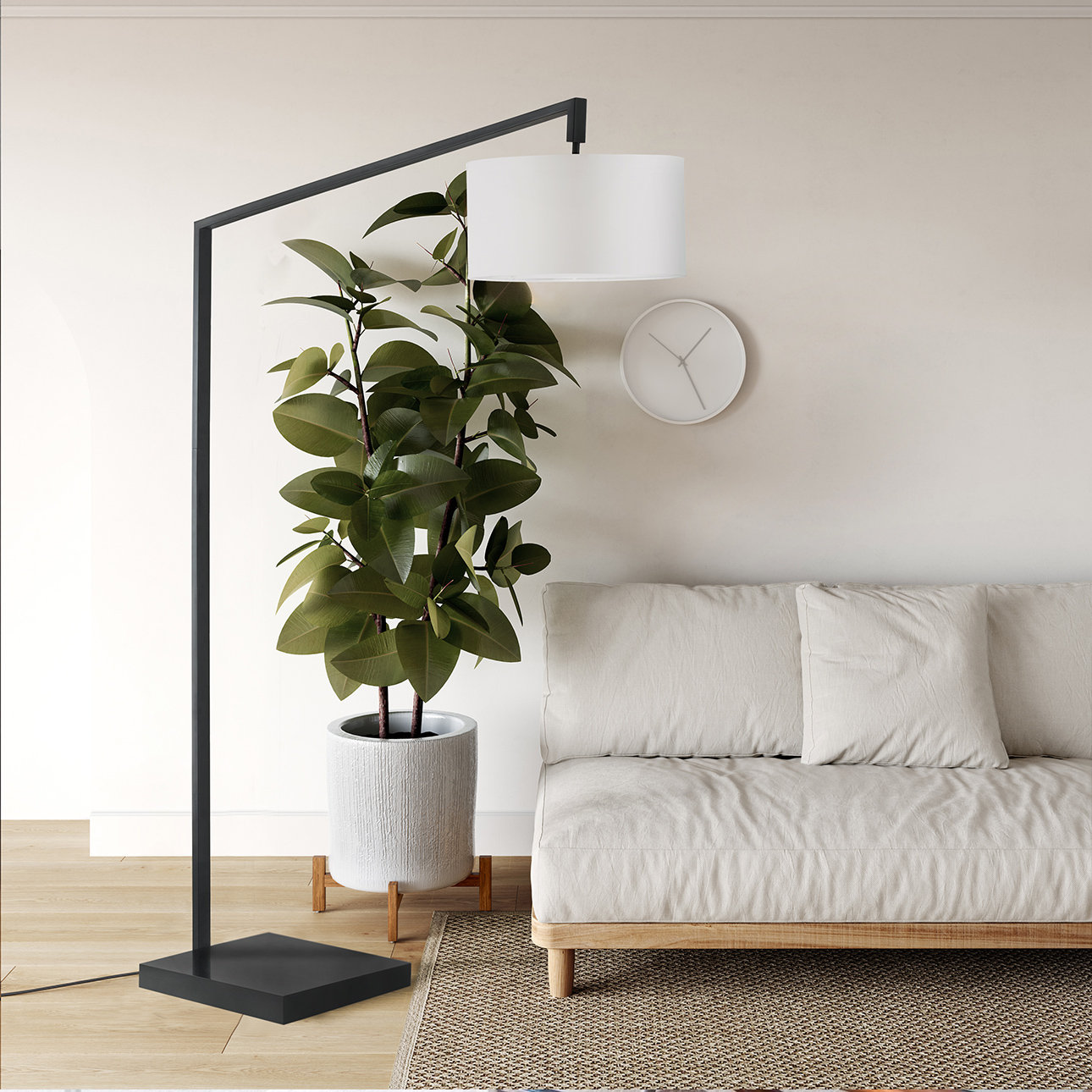 Stretch 75" Dimmable Floor Lamp, Matted Black