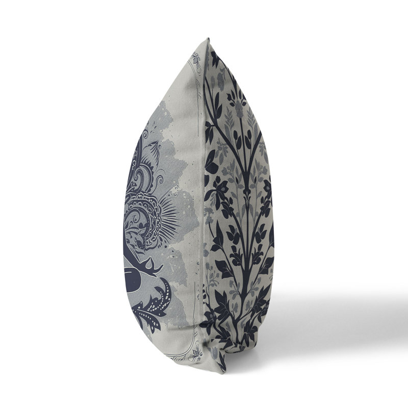 Coussin décoratif intérieur / extérieur Solace, H 16 po x l 16 po, Bleu/gris