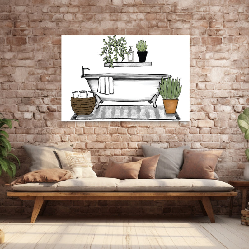 «Bathroom Plants I», art contemporain, H 40 po x l 60 po