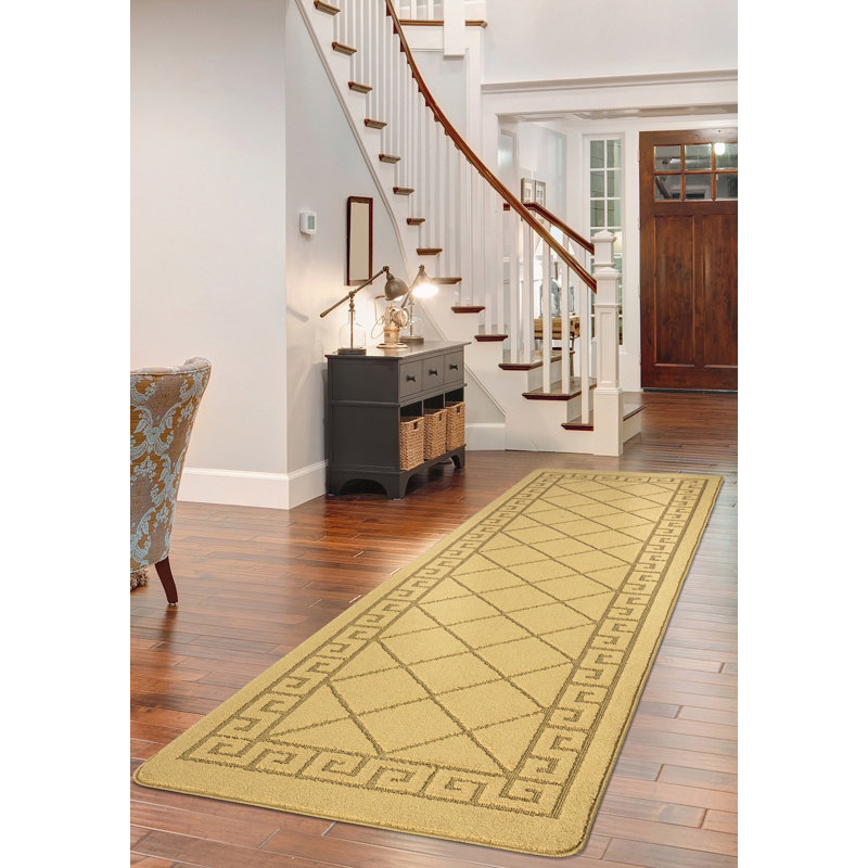 Jimena Non-Slip Geometric Indoor Doormat, 80cm x 300cm, Ochre