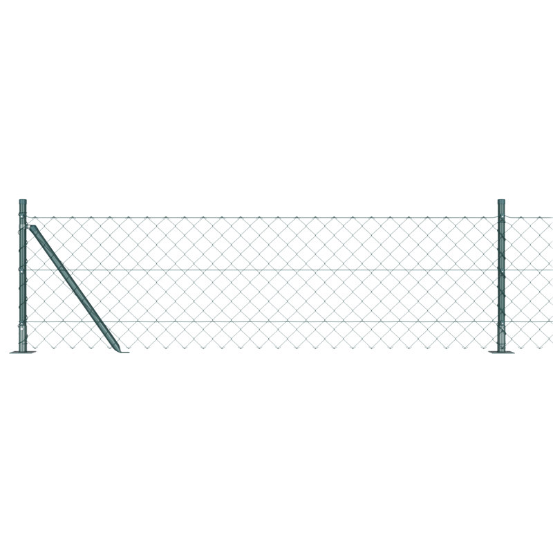 Vidaxl Chain Link Fence With 7 Flanged Posts Galvanised Steel, Green, 40cm H x 1000cm W