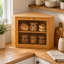 Boîte à pain en bambou de 45 cm de large pour comptoir, meuble de rangement à pain à 2 niveaux avec porte vitrée, organisateur de coin pour garde-manger