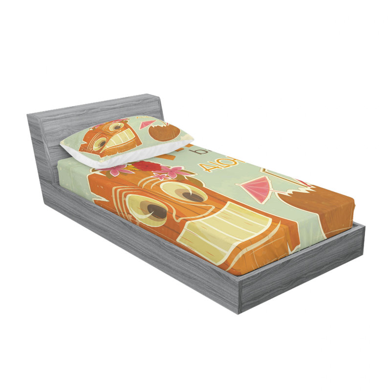 Ensemble de draps Invitation to Tiki Bar, Ensemble de draps pour lit simple avec drap-housse