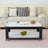 44.88" Marble Coffee Table, Modern White Faux Marble Center Table with Metal Base, Luxury Rectangular Accent Sofa Table Cocktail Tables for Living Room Apartment-309907291