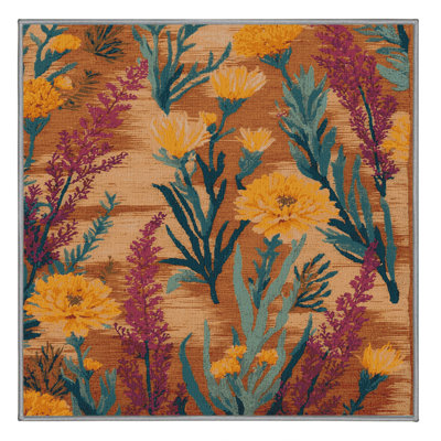 Tapis botanique brun lavable à la machine