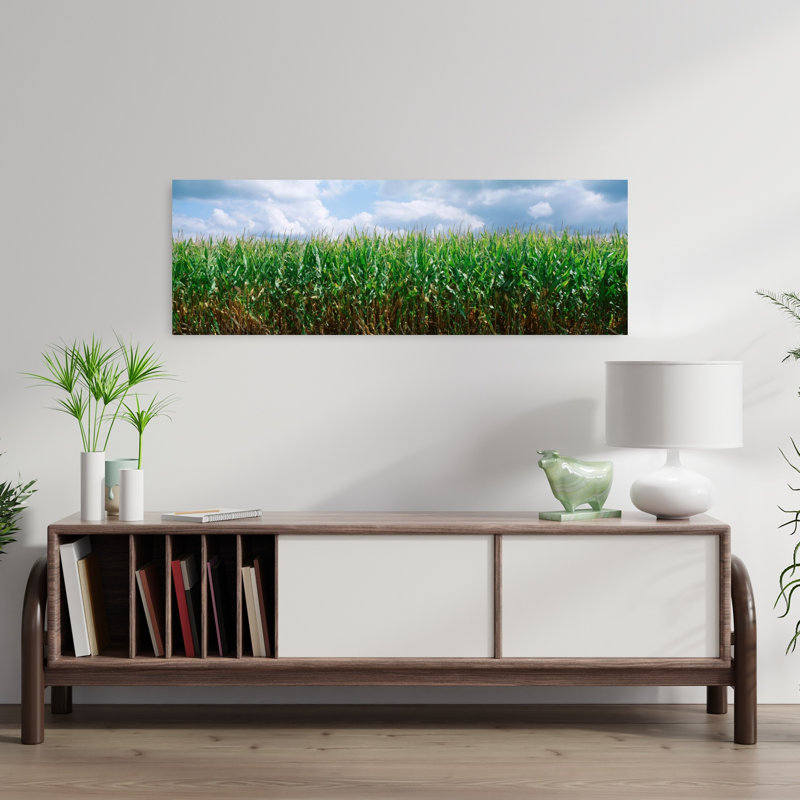 Clouds Over A Corn Field Christian County Illinois USA by Ron Schramm - Wrapped Canvas Panoramic Print