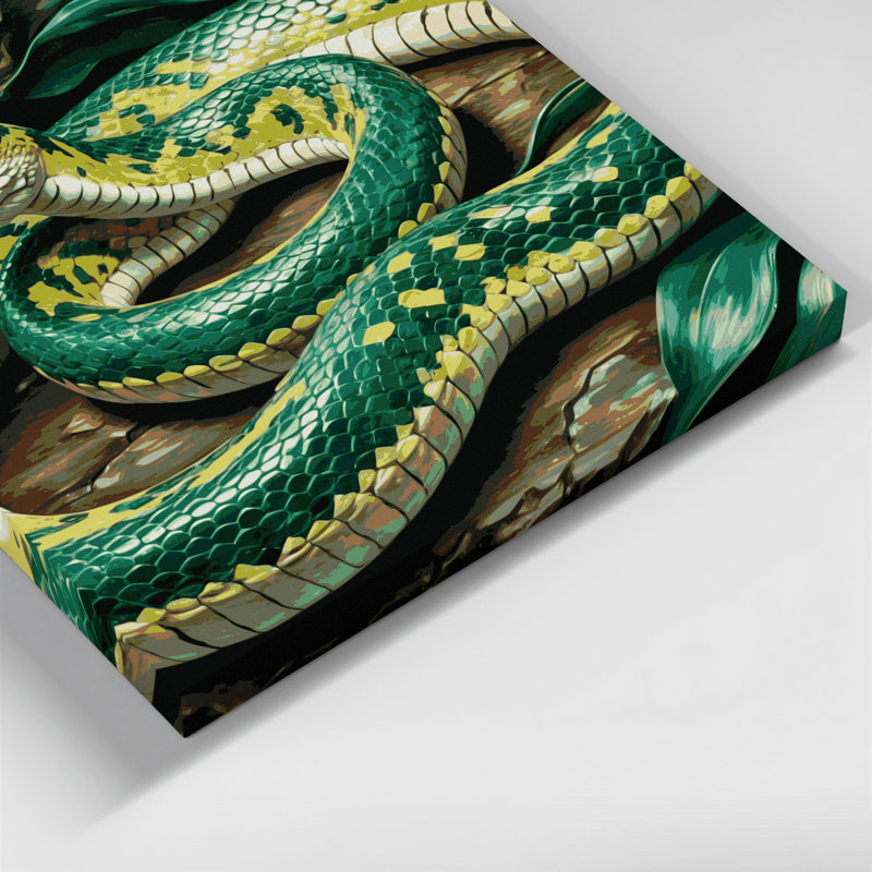 Art sauvage sur toile vert, H 12 po x l 12 po