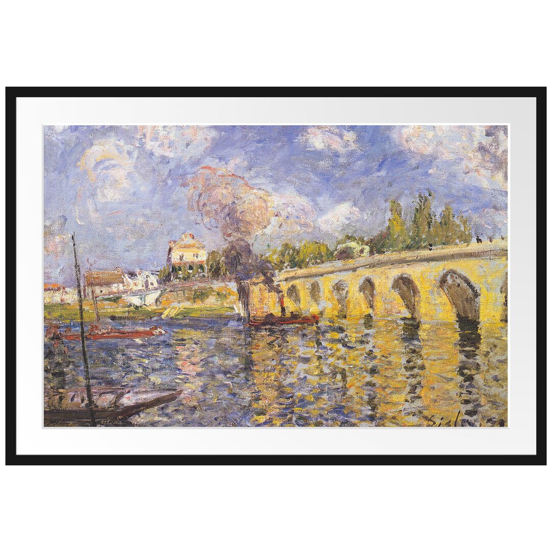 Gerahmter Kunstdruck River Steamboat and Bridge von Alfred Sisley