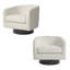 Velvet Upholstered Swivel Barrel Chair-1302414056