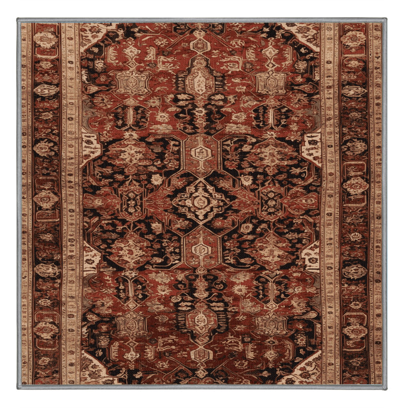 Tapis brun lavable à la machine, Carré 5 pi