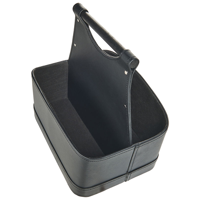 Lark Manor URUK Faux Leather Decorative Basket, Grey