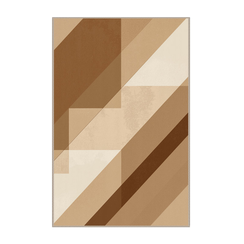 Machine Washable Carlstadt Modern Solid Color Rug in Brown – Beige Binding, 2x4