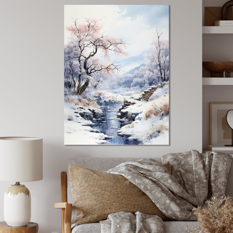 Minimalisme, paysage d'hiver au bord du lac II, Cadre photo argenté, H 40 po x l 30 po