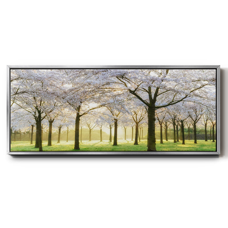 Bridal Trees - reproduction sur toile avec cadre flottant, H 8 po x l 20 po x P 1,5 po, Argent