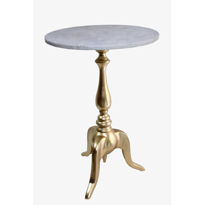 White Marble Top Aluminum Side Table